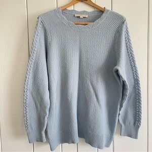 $20 SALE Textured Knit Pullover Sweater Women XL Pastel Blue LOFT